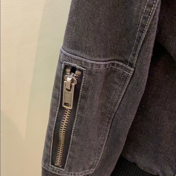 Marc Jacobs Jean denim Jacket zipper detailing Pocket grey black short bomber - Picture 5 of 7